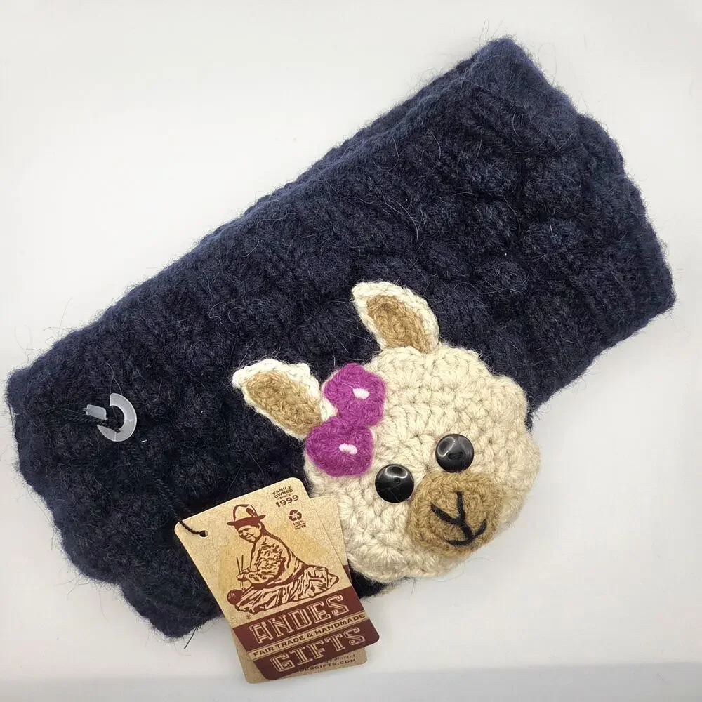 Alpaca Llama Ear Warmer Handcrafted Andes Gifts NWT